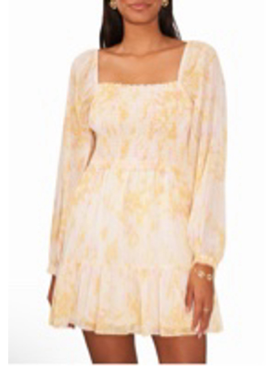 1. State Dresses & Skirts - 1.State Blouson Sleeve Square Neck Floral Smocked Dress Sz M NWT
